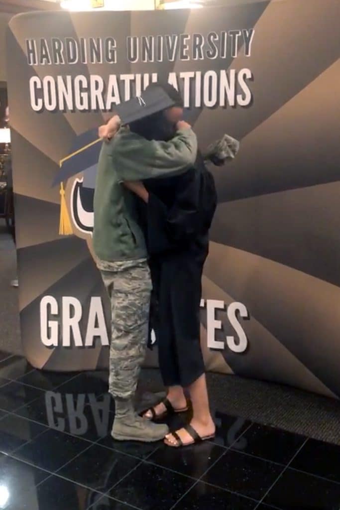 The moment Makayla Twigg is surprised by her brother Airman 1st Class Daylon Twigg