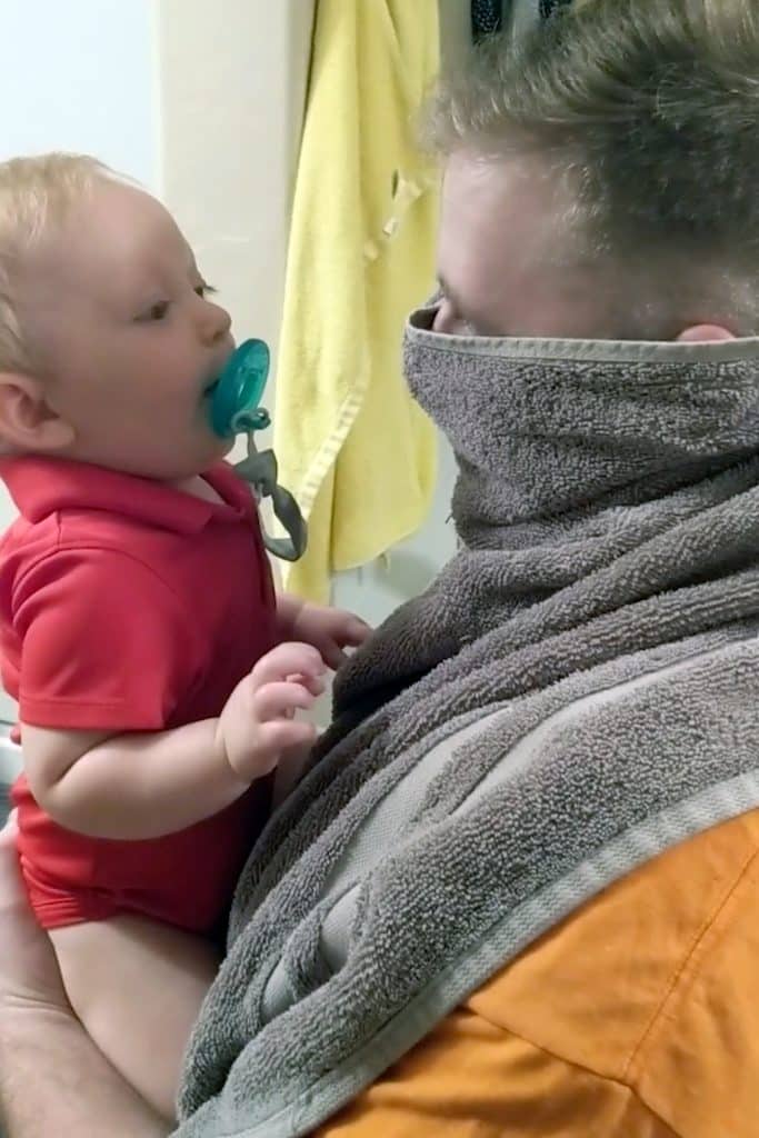 Kai sees his dad's face without a beard for first time