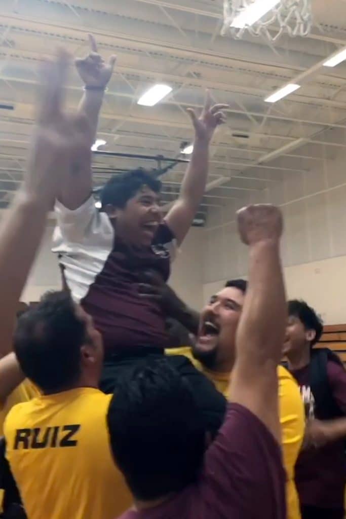 Tristan Garcia lifted up out of wheelchair to score first ever basket