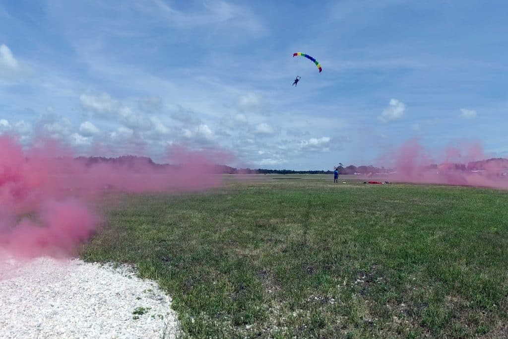 Tim Goodwin skydives to find out the gender of his baby