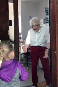 A grand-daughter doorsteps her grand-mother