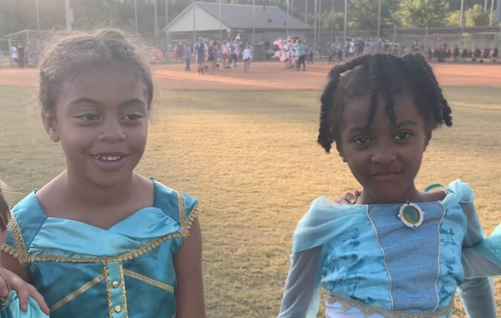 Taya and Liberty Bunger at the softball game