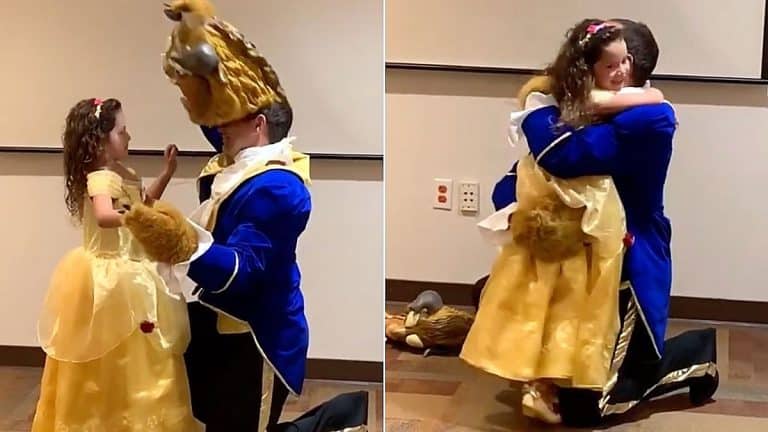 Military Dad Surprises Daughter At Her Beauty And The Beast Themed Homecoming