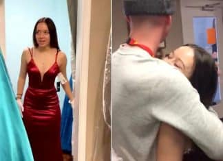 Marine surprises girlfriend at prom dress fitting