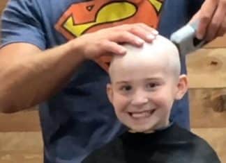 kid shaves head