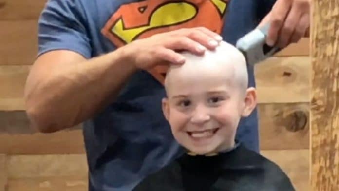 kid shaves head