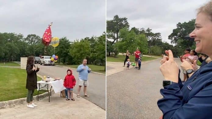 neighbors sign happy birthday to deaf boy