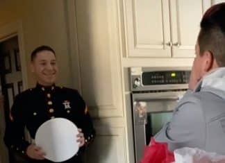 Marine surprising his mom
