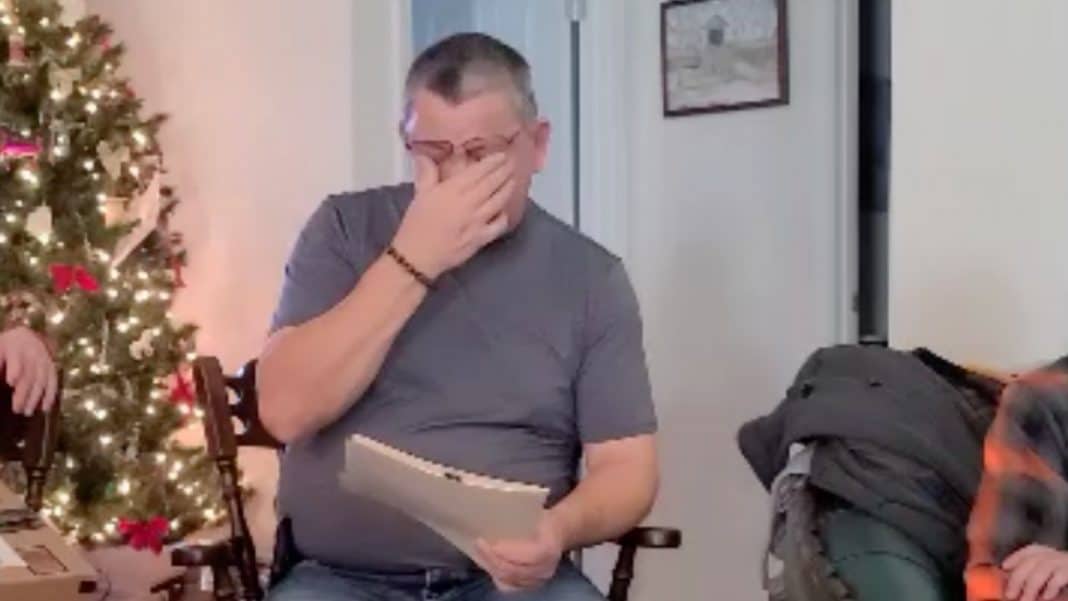 Man cries after being surprised with adult adoption request