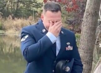 Crying military husband