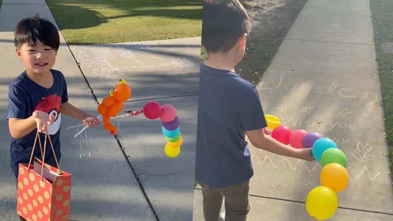 Neighbors Surprise Boy With Sidewalk Messages on Birthday 