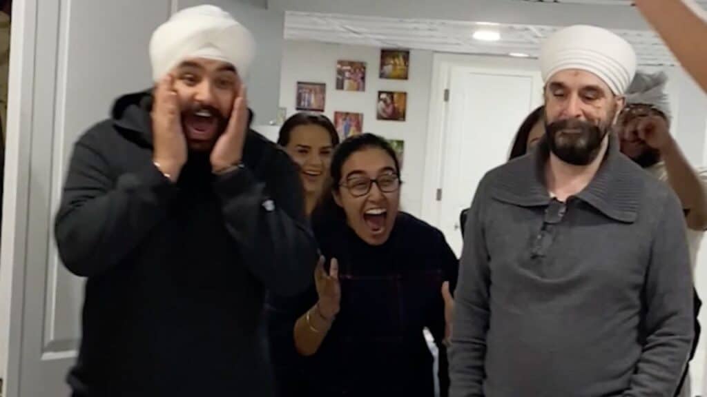 A family go nuts as they discover the big baby news
