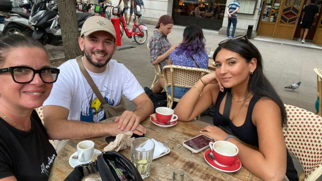 Jacob with his mom in Barcelona after the surprise