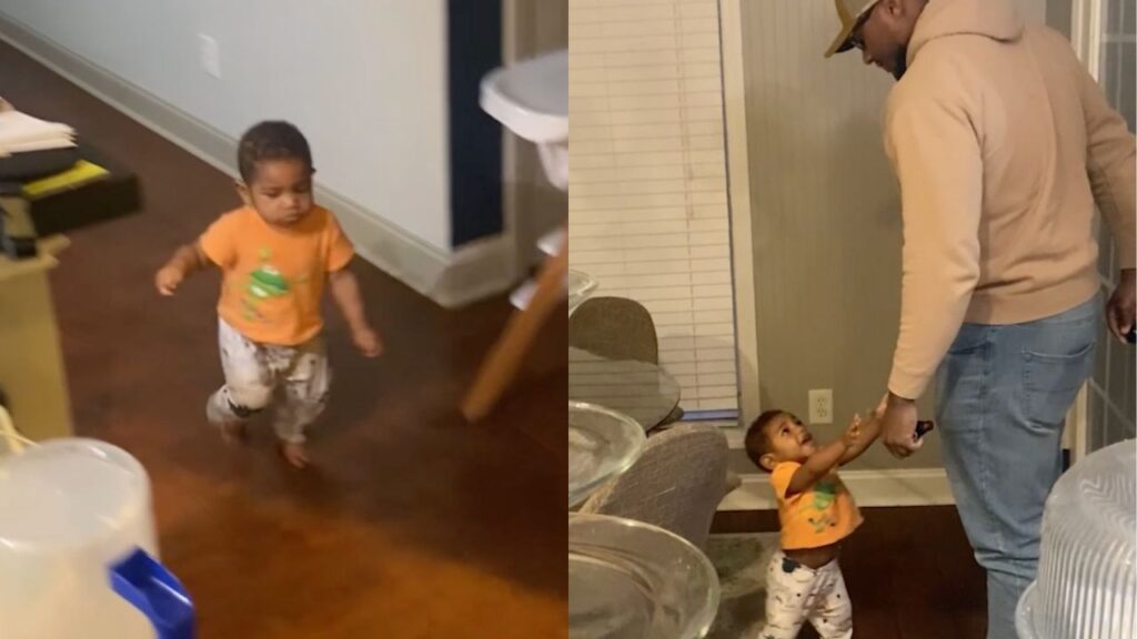 Heartwarming Routine of Toddler Greeting Dad Goes Viral - Happilynews.com