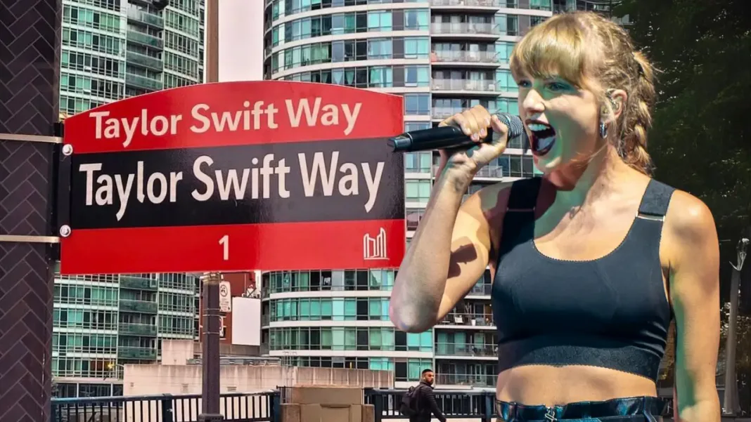 Taylor Swift and her road signs in Toronto.