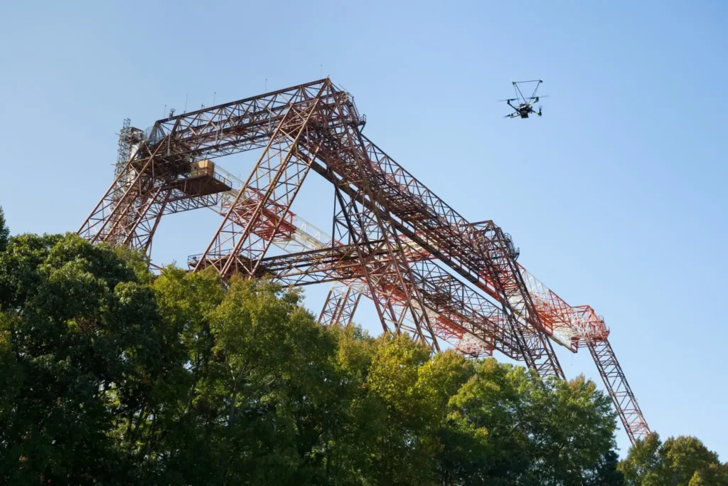 Engineers fly a drone at NASA’s Langley Research Center in Hampton, Virginia, to test aerial coordination capabilities. NASA/Mark Knopp