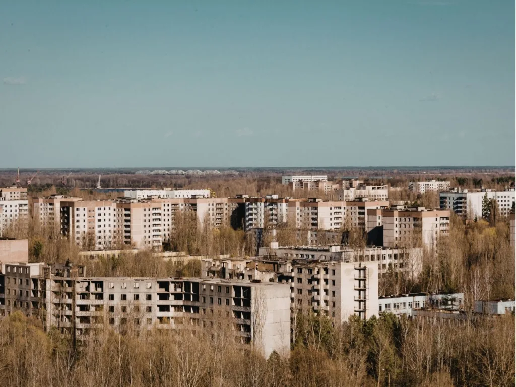 Abandoned apartment buildings in Pripyat.