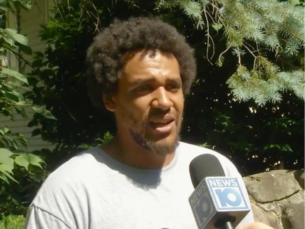 David Hester gives an interview to NEWS10 ABC after saving three people from a house fire.
