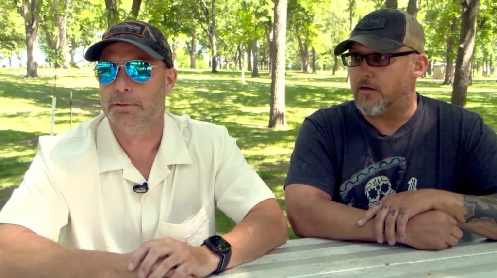 Mike Gravalin and Adam Sandbeck during an interview about the incident.